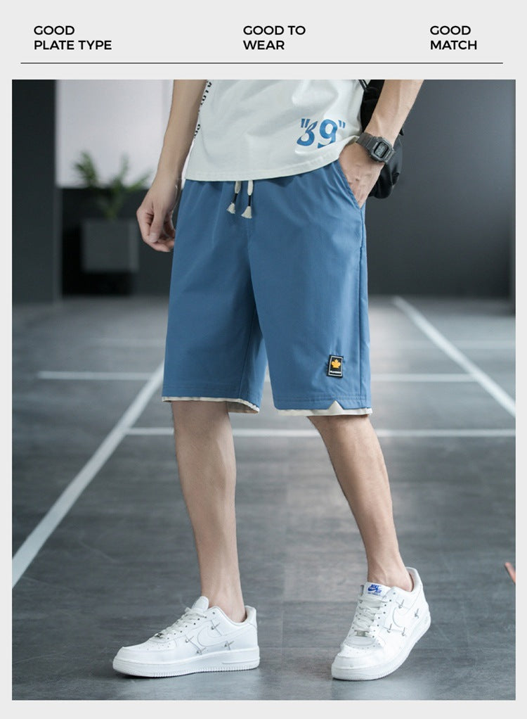 Summer New Trendy Men's Shorts Large Size Loose Fashion Versatile Youthful Popular Casual Shorts Men's Knee-Length Shorts
