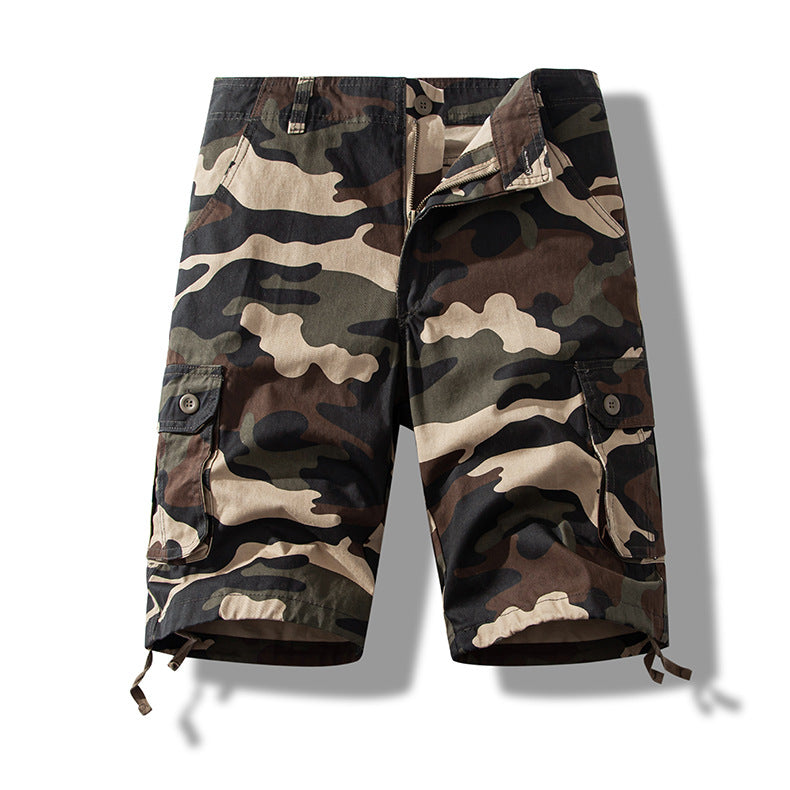 Summer sports shorts men's fifth pants workwear multi-pocket loose plus size casual middle pants cotton wear-resistant fashion brand