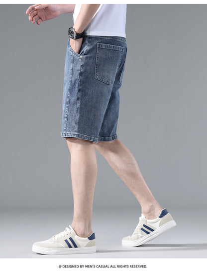 Fashionable and Cool Denim Shorts for Men in Summer New Versatile Straight Casual Trendy Brand Design Five-Quarter Pants for Men
