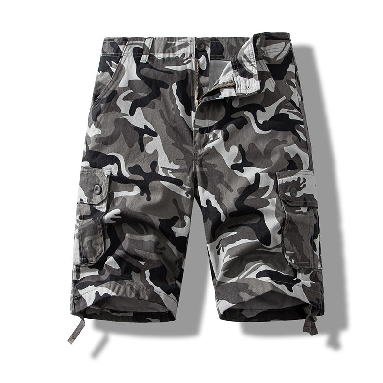 Summer sports shorts men's fifth pants workwear multi-pocket loose plus size casual middle pants cotton wear-resistant fashion brand