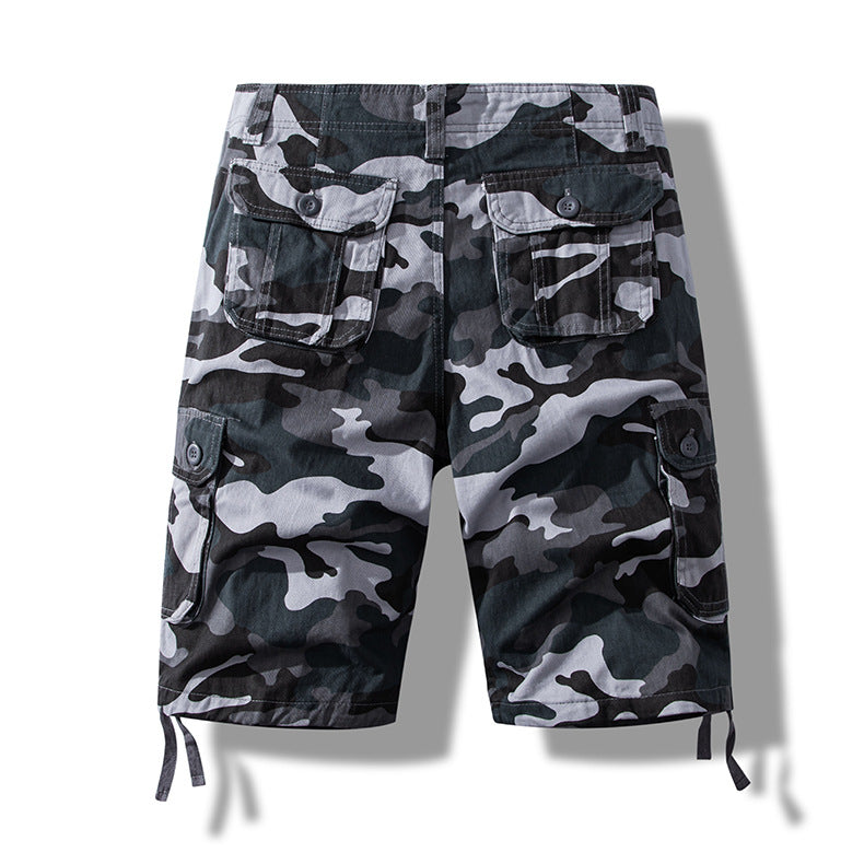 Summer sports shorts men's fifth pants workwear multi-pocket loose plus size casual middle pants cotton wear-resistant fashion brand