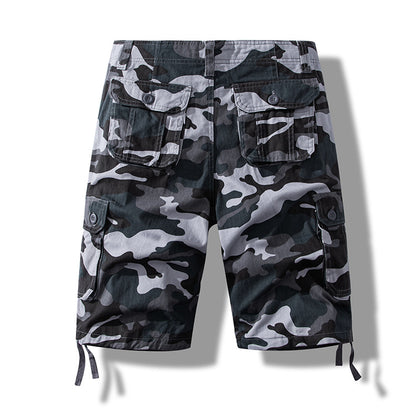 Summer sports shorts men's fifth pants workwear multi-pocket loose plus size casual middle pants cotton wear-resistant fashion brand