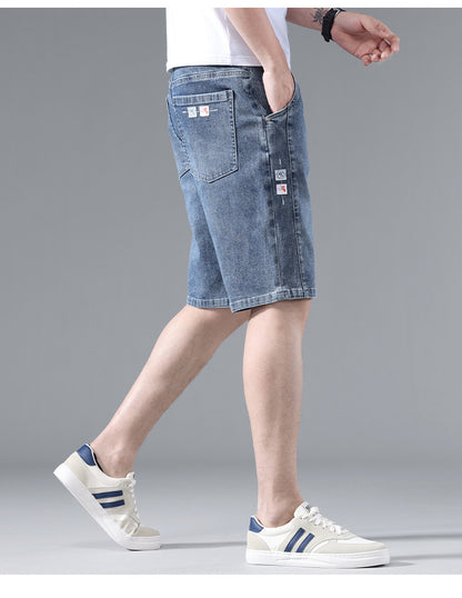Fashionable and Cool Denim Shorts for Men in Summer New Versatile Straight Casual Trendy Brand Design Five-Quarter Pants for Men