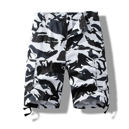 Summer sports shorts men's fifth pants workwear multi-pocket loose plus size casual middle pants cotton wear-resistant fashion brand