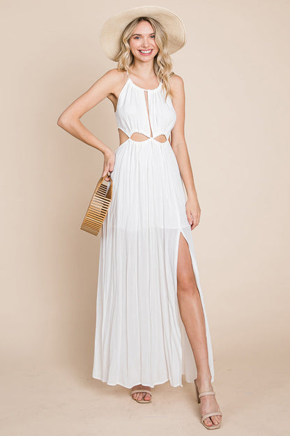 Front Split Halter Maxi Dress