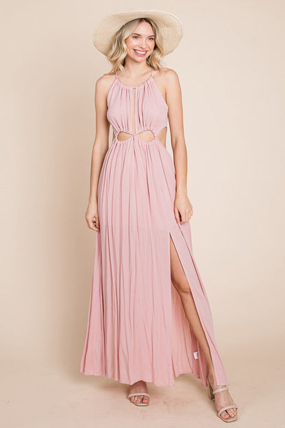 Front Split Halter Maxi Dress