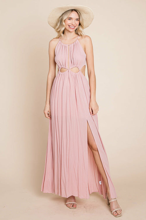 Front Split Halter Maxi Dress
