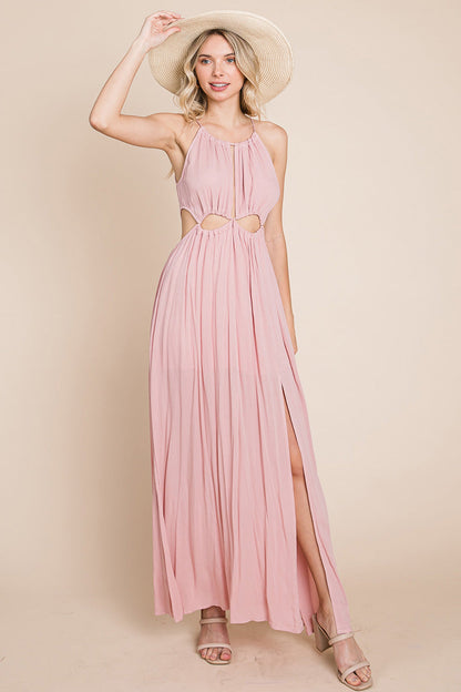 Front Split Halter Maxi Dress