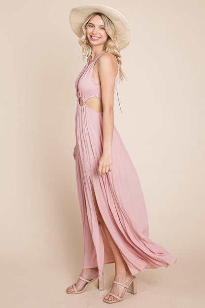 Front Split Halter Maxi Dress