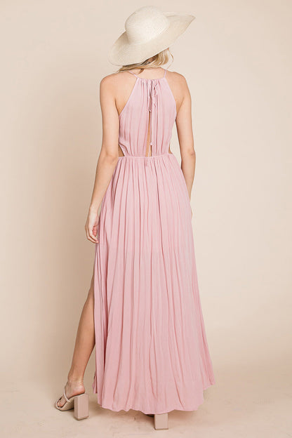 Front Split Halter Maxi Dress