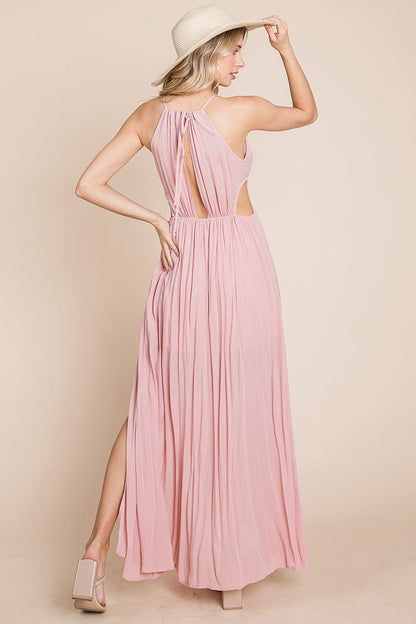 Front Split Halter Maxi Dress