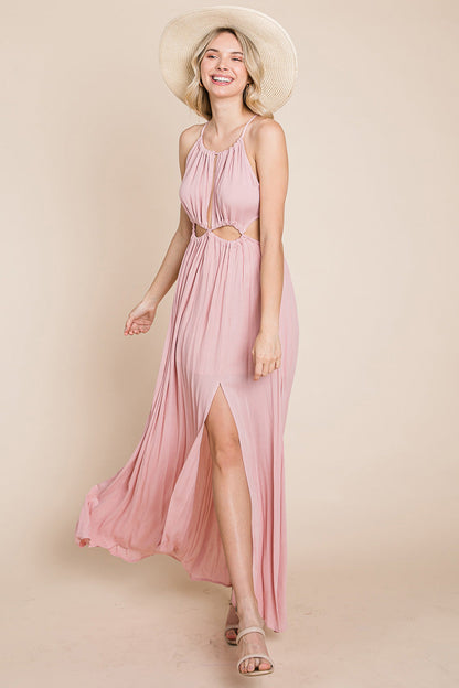 Front Split Halter Maxi Dress
