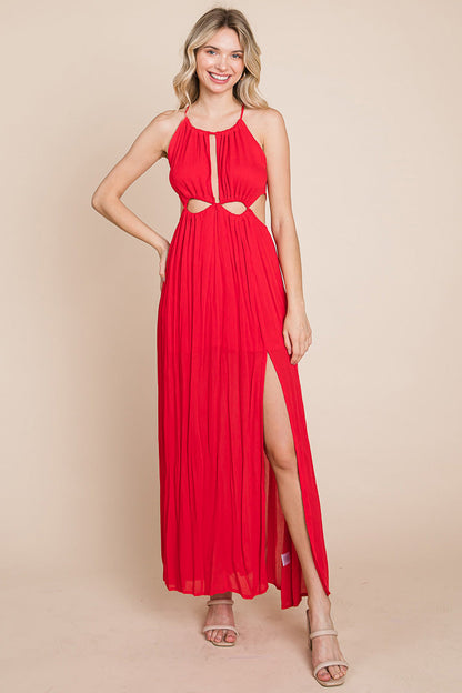 Front Split Halter Maxi Dress