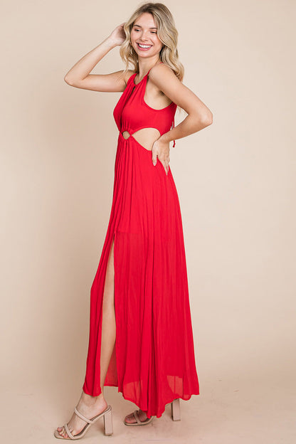 Front Split Halter Maxi Dress