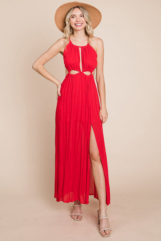Front Split Halter Maxi Dress