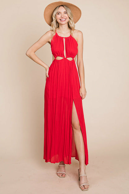 Front Split Halter Maxi Dress