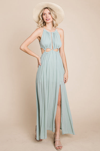 Front Split Halter Maxi Dress