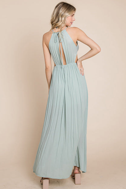Front Split Halter Maxi Dress