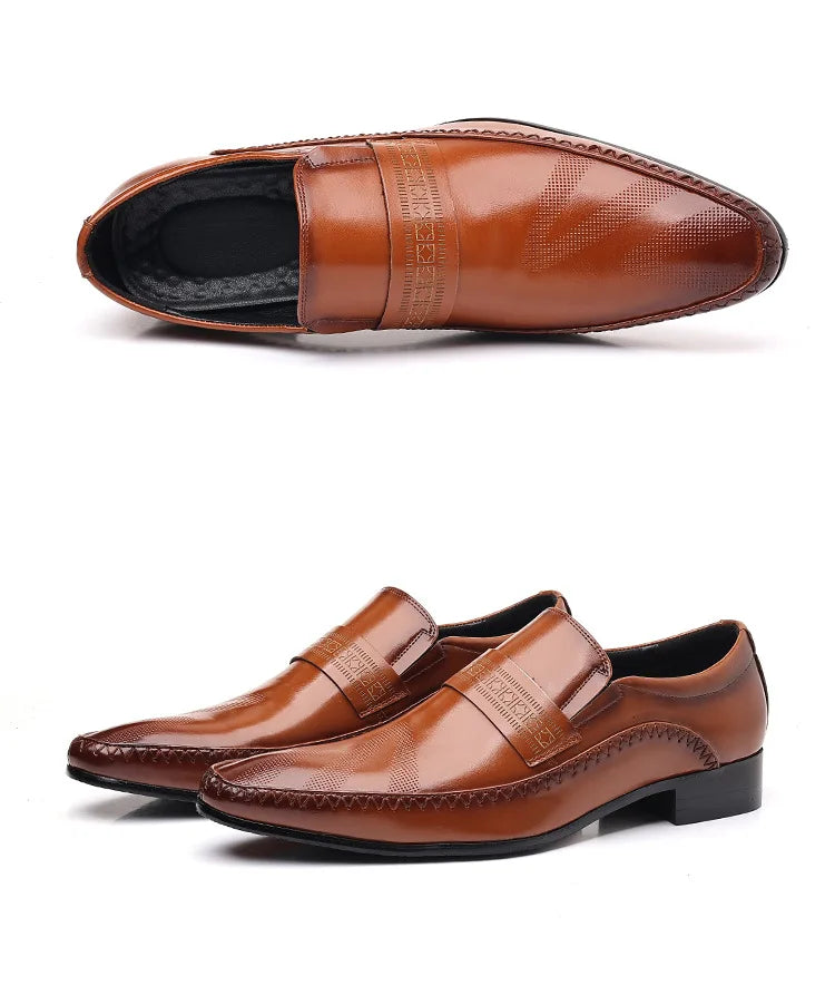 Fotwear Men Dress Shoes Black Leather Wedding Mens Shoes Slip On Office Men Loafers Plus Size Italian Designer Formal Shoes Male