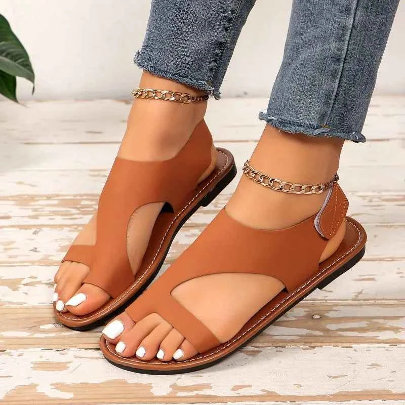 Women's Sandals Summer Flat Roman Sandals Women's 2025 New Retro Toe Anti-Slip Women's Shoes Zapatos De Mujer Platform