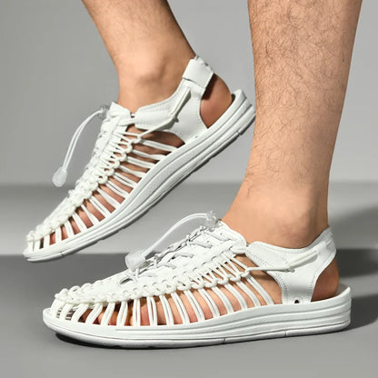 Women Sandals Fashion Handmade Weaving Design Beach Slippers Men Summer Breathable Casual Flat Sandals Outdoor Couples Big Size