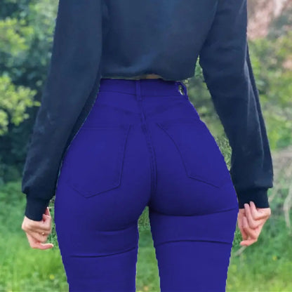 Slim-fit High-waisted and Hip-lifting Jeans. Four Seasons New Fashionable Elastic Comfortable Tight Small Leg Jeans for Ladies