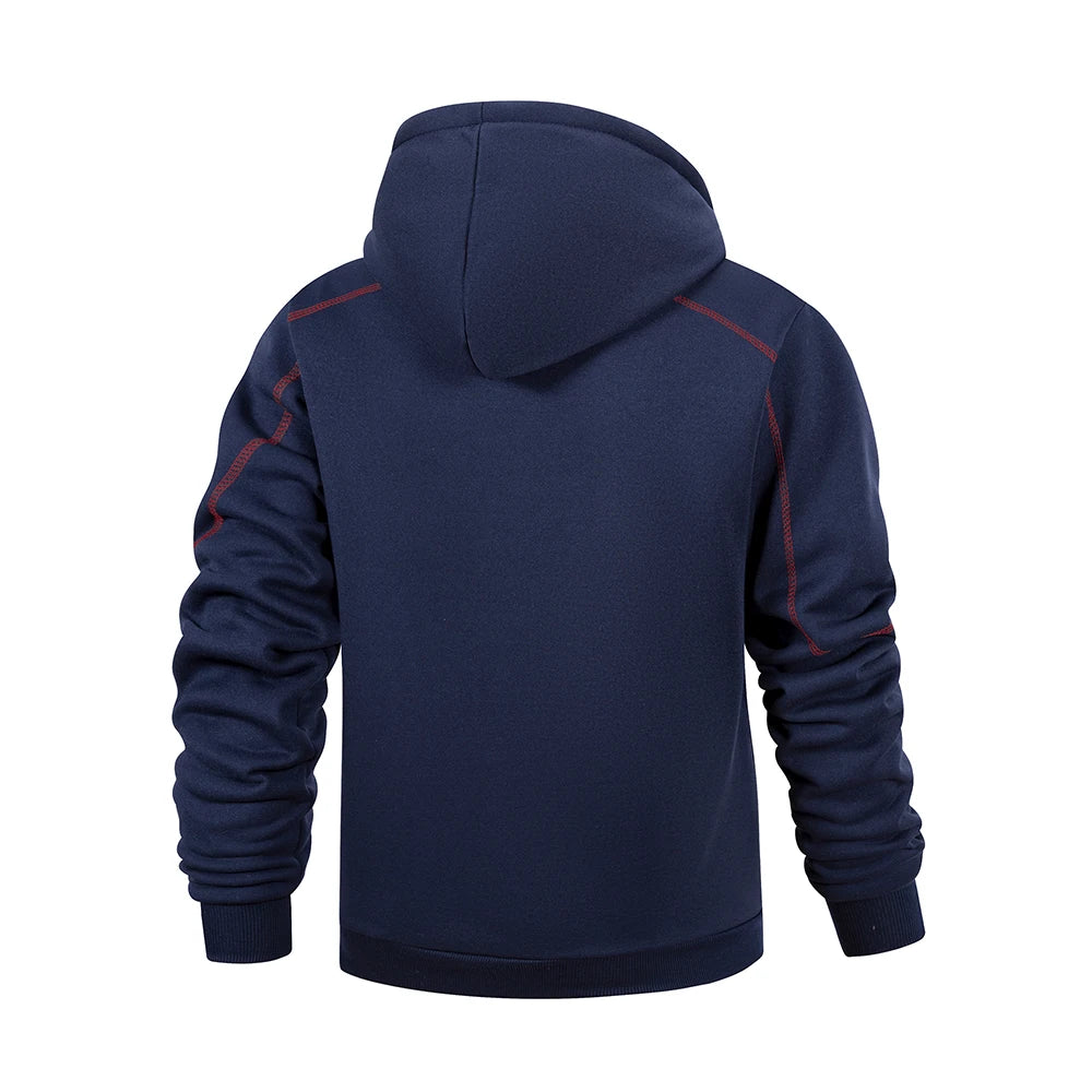 Men's Casual Sports Zipper Hoodie Coat Solid Color Cardigan Sweatshirt for Men Clothing Sportswear Slim Fit Casual Jacket