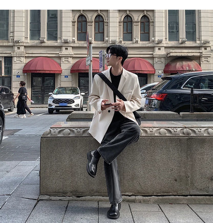 2024 Spring Summer Men Formal Blazers Men Korean Fashion Loose Casual Dress Jacket Men Harajuku Social Suit Jacket Clothing