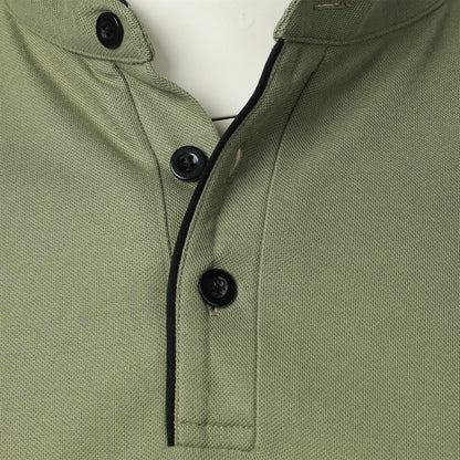 Men's short-sleeved stand-up collar top casual fashion daily solid color short-sleeved stand-up collar T-shirt casual top