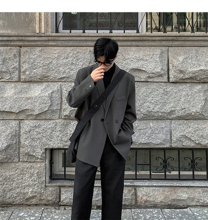 2024 Spring Summer Men Formal Blazers Men Korean Fashion Loose Casual Dress Jacket Men Harajuku Social Suit Jacket Clothing