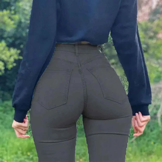 Slim-fit High-waisted and Hip-lifting Jeans. Four Seasons New Fashionable Elastic Comfortable Tight Small Leg Jeans for Ladies