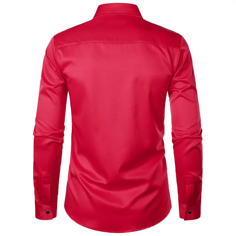 New Men's Casual Long Sleeve Shirt Black/Red/White Available European Size S-XXL