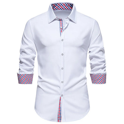 Men's Shirt Long-Sleeved Shirt Business Office Clothing Department Buckle Shirt Loose Style Super Large Size XS-6XL Soft Fabric