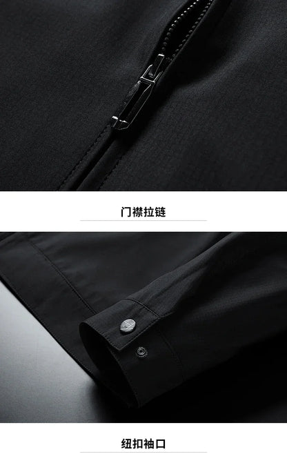 Men High Quality Fashion Business Spring Autumn Stand Collar fashion Jacket Coats Simple Solid Jackets Cloting Casual Jacket