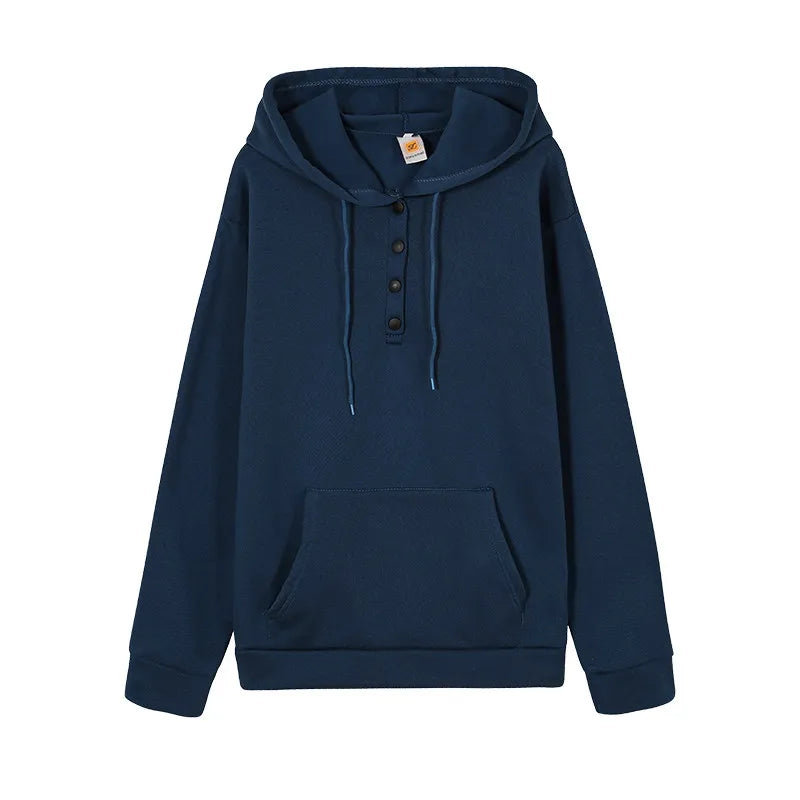 2026 Autumn New Women Loose Fit Hooded Sweatshirt Drawstring Pocket Design Long Sleeve Casual Daily Streetwear Fashion Tops
