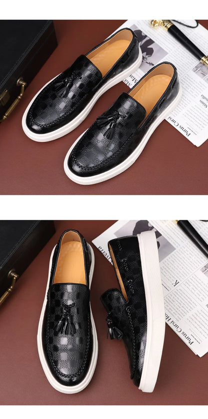 Men Casual Shoes Breathable Leather Loafers Business Office Shoes For Men Driving Moccasins Comfortable Slip On Tassel Shoe