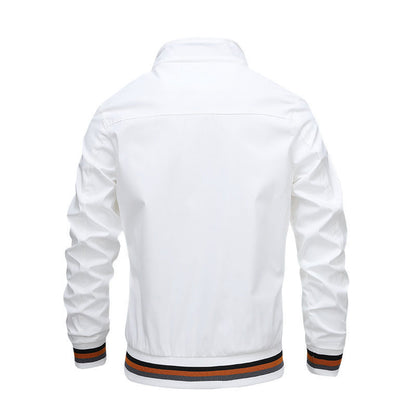 Autumn and Winter Men's Stand Collar Casual Zipper Jacket Outdoor Sports Coat Windbreaker Jacket for Men Waterproof Bomber