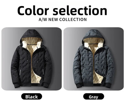 Men's hooded warm short jacket winter zipper pocket jacket outdoor sports and leisure work clothes windproof cotton jacket