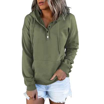 2026 Autumn New Women Loose Fit Hooded Sweatshirt Drawstring Pocket Design Long Sleeve Casual Daily Streetwear Fashion Tops
