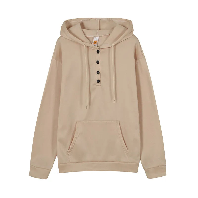 2026 Autumn New Women Loose Fit Hooded Sweatshirt Drawstring Pocket Design Long Sleeve Casual Daily Streetwear Fashion Tops