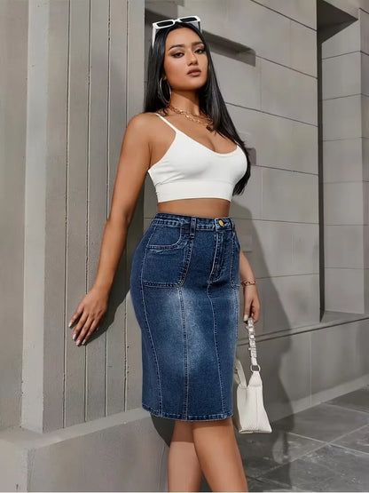 Women's Skirt Bodycon Pencil Slim Fit High Waist Versatile Spring Summer Casual Essential Outfit Daily Wear Style