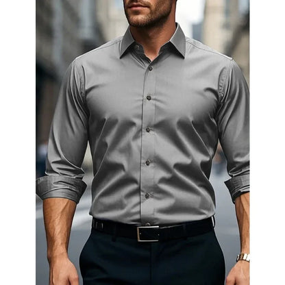 Bolubao Men Smart Casual White Shirt Brand Fashion Solid Color Long Sleeve Elastic Male Business Dress Shirt