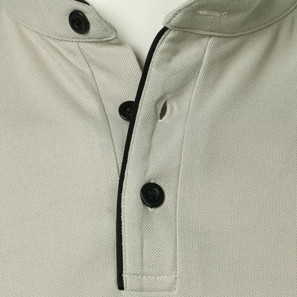 Men's short-sleeved stand-up collar top casual fashion daily solid color short-sleeved stand-up collar T-shirt casual top