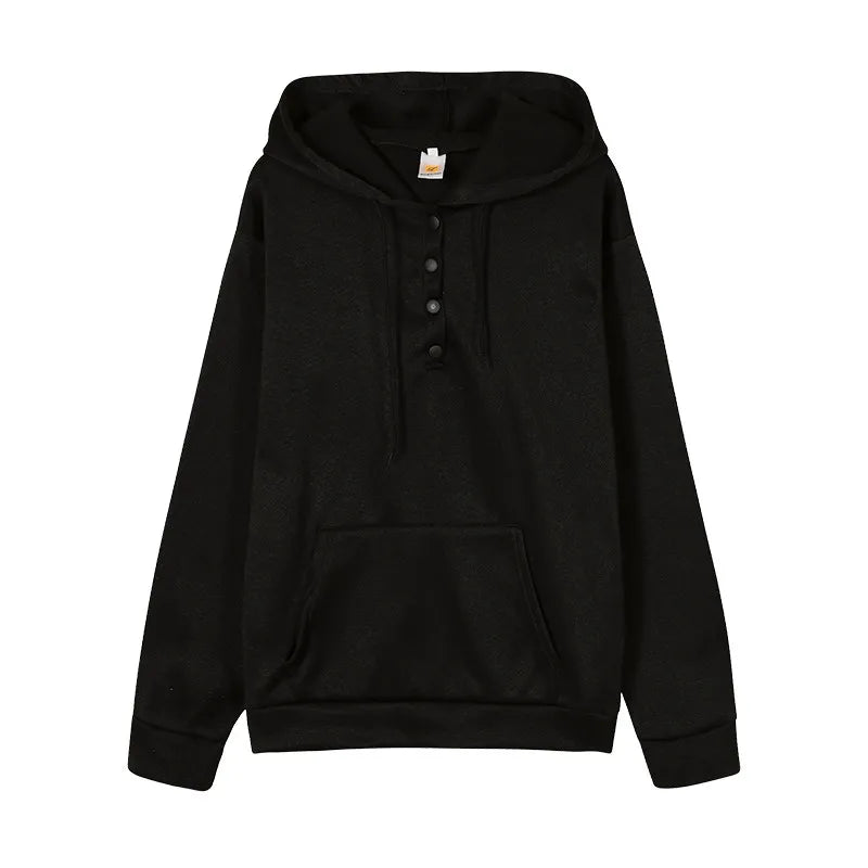 2026 Autumn New Women Loose Fit Hooded Sweatshirt Drawstring Pocket Design Long Sleeve Casual Daily Streetwear Fashion Tops