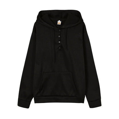 2026 Autumn New Women Loose Fit Hooded Sweatshirt Drawstring Pocket Design Long Sleeve Casual Daily Streetwear Fashion Tops