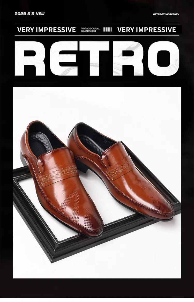 Fotwear Men Dress Shoes Black Leather Wedding Mens Shoes Slip On Office Men Loafers Plus Size Italian Designer Formal Shoes Male