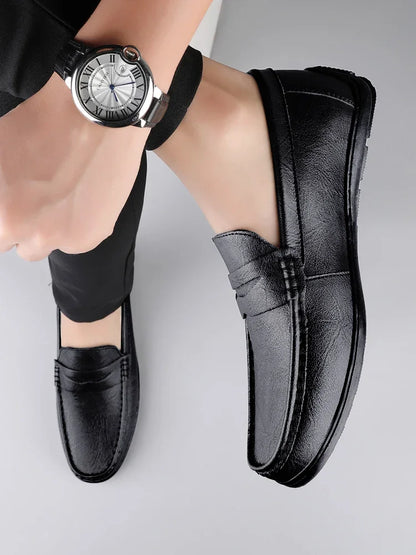 Genuine Leather Men Casual Shoes Luxury Brand Formal Dress Shoes Breathable Mens Loafers Slip on Male Boat Shoes Size 38-47