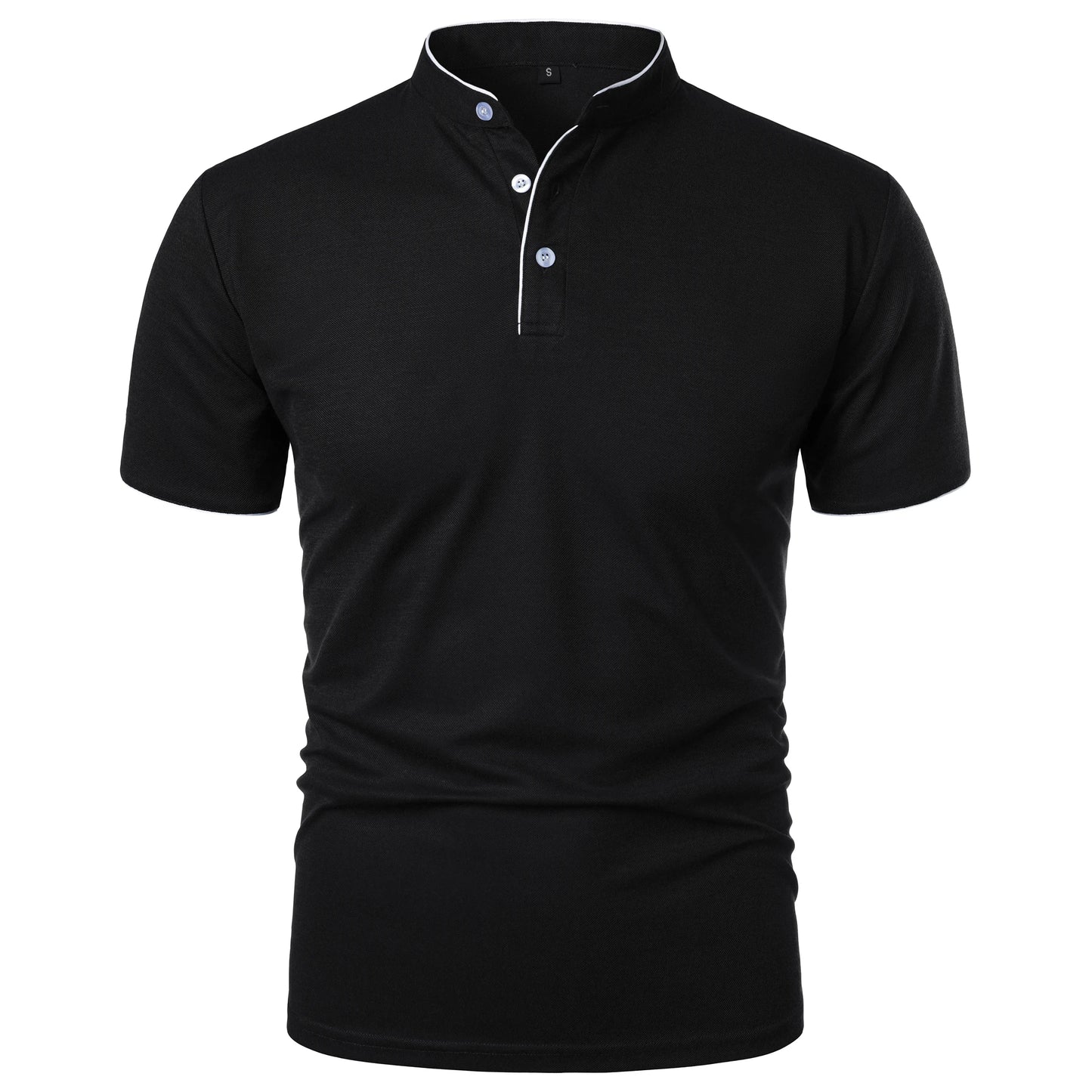 Men's short-sleeved stand-up collar top casual fashion daily solid color short-sleeved stand-up collar T-shirt casual top