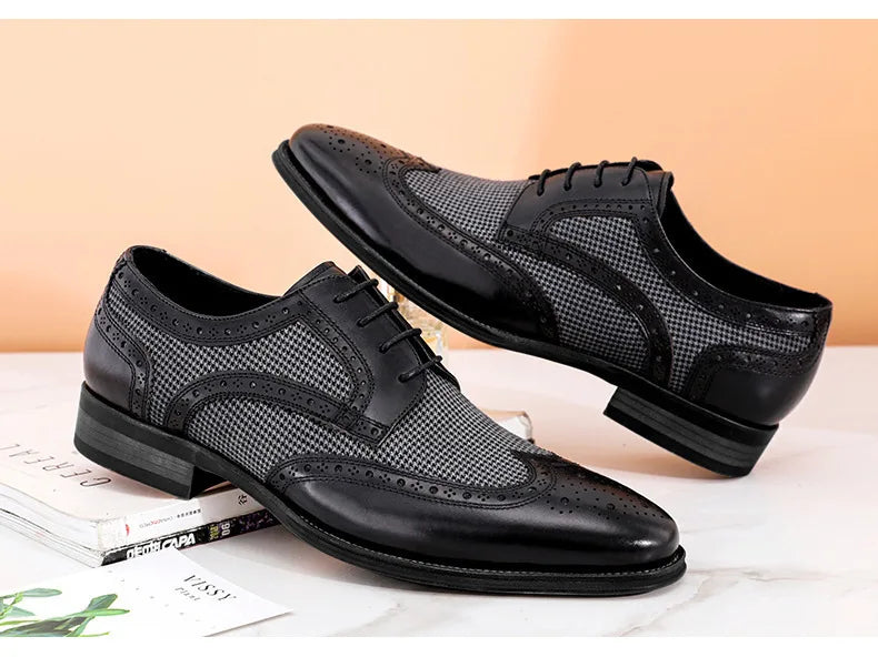 Leather Brogues Men Big Size Fashion Wedding Party Men Dress Shoes Italian Designer Male Drivng Formal Shoes Lace Up Men Oxfords
