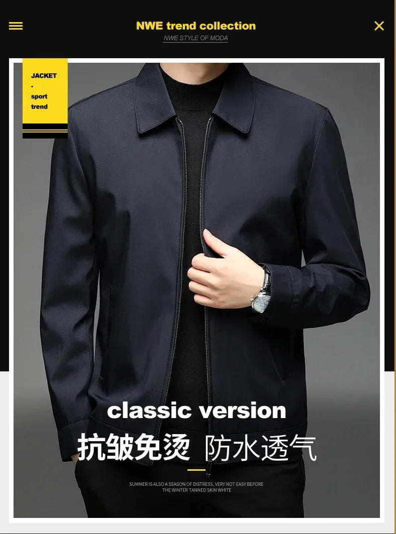 Men High Quality Fashion Business Spring Autumn Stand Collar fashion Jacket Coats Simple Solid Jackets Cloting Casual Jacket